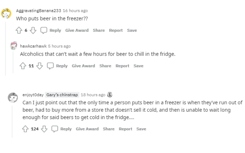 beer in the freezer comments