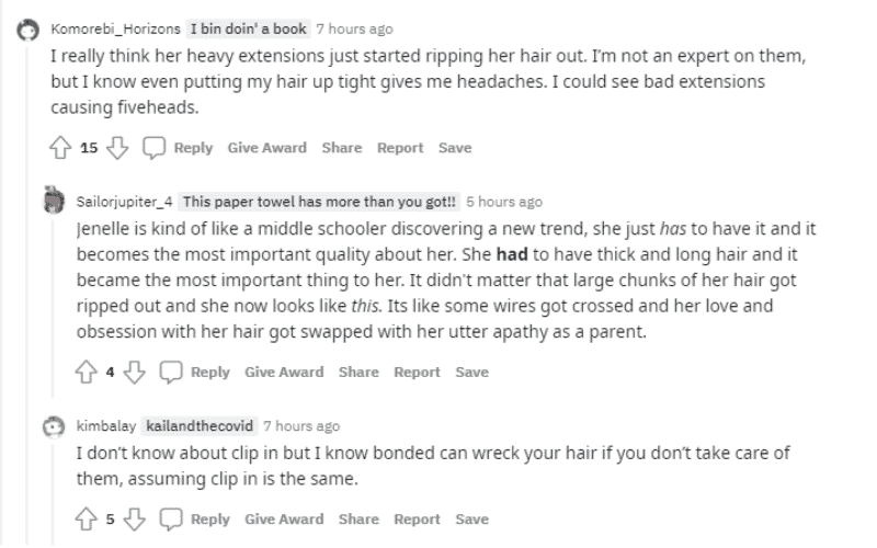 jenelle hair extension comments