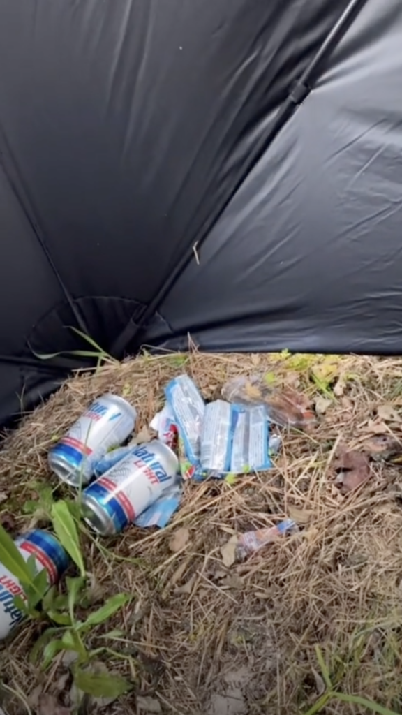 Jenelle beer cans yard