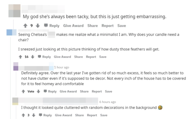 Comments about decor